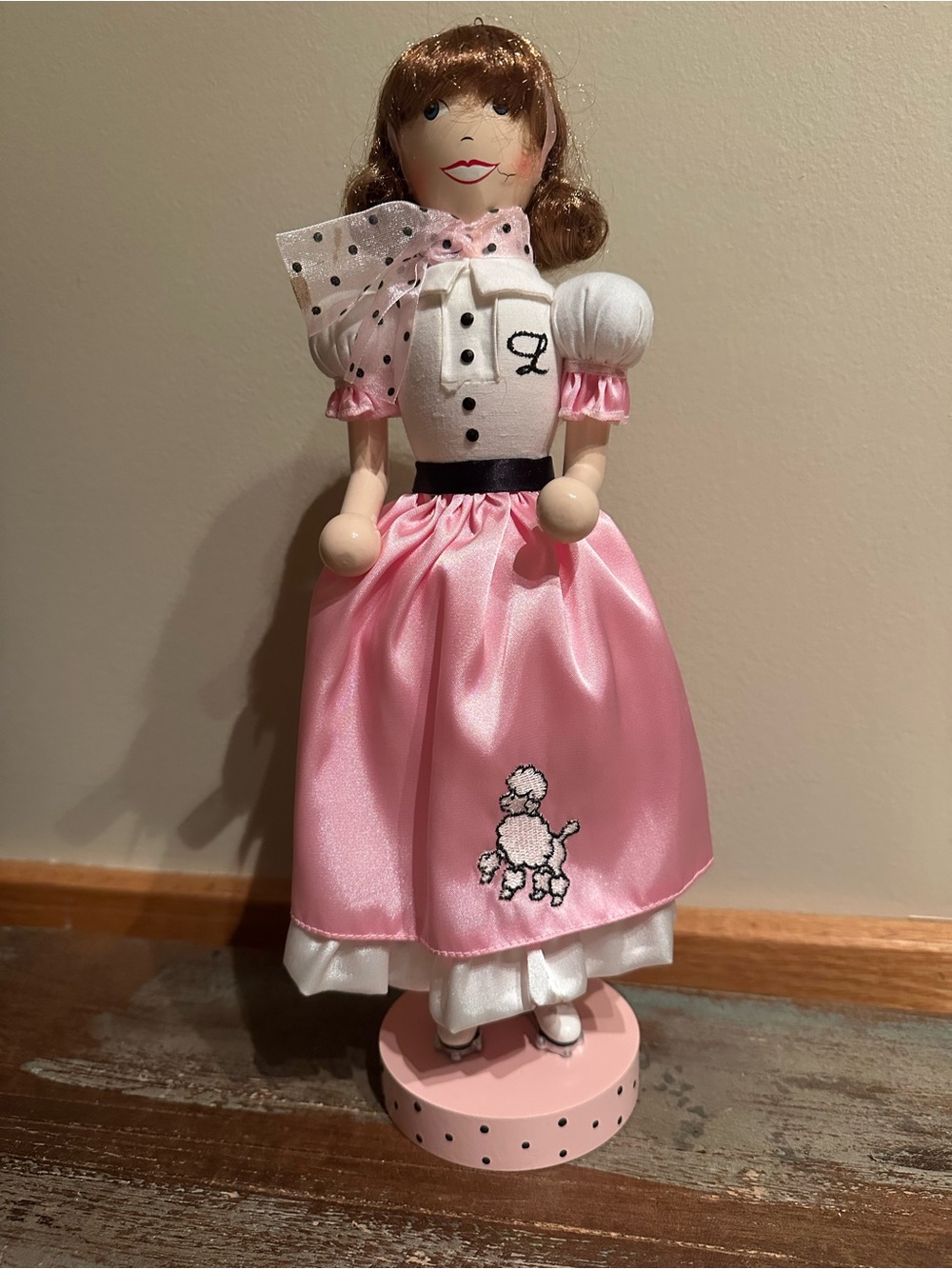 Vintage Nutcracker Village Poodle Skirt Girl 2004 vintage wooden doll works